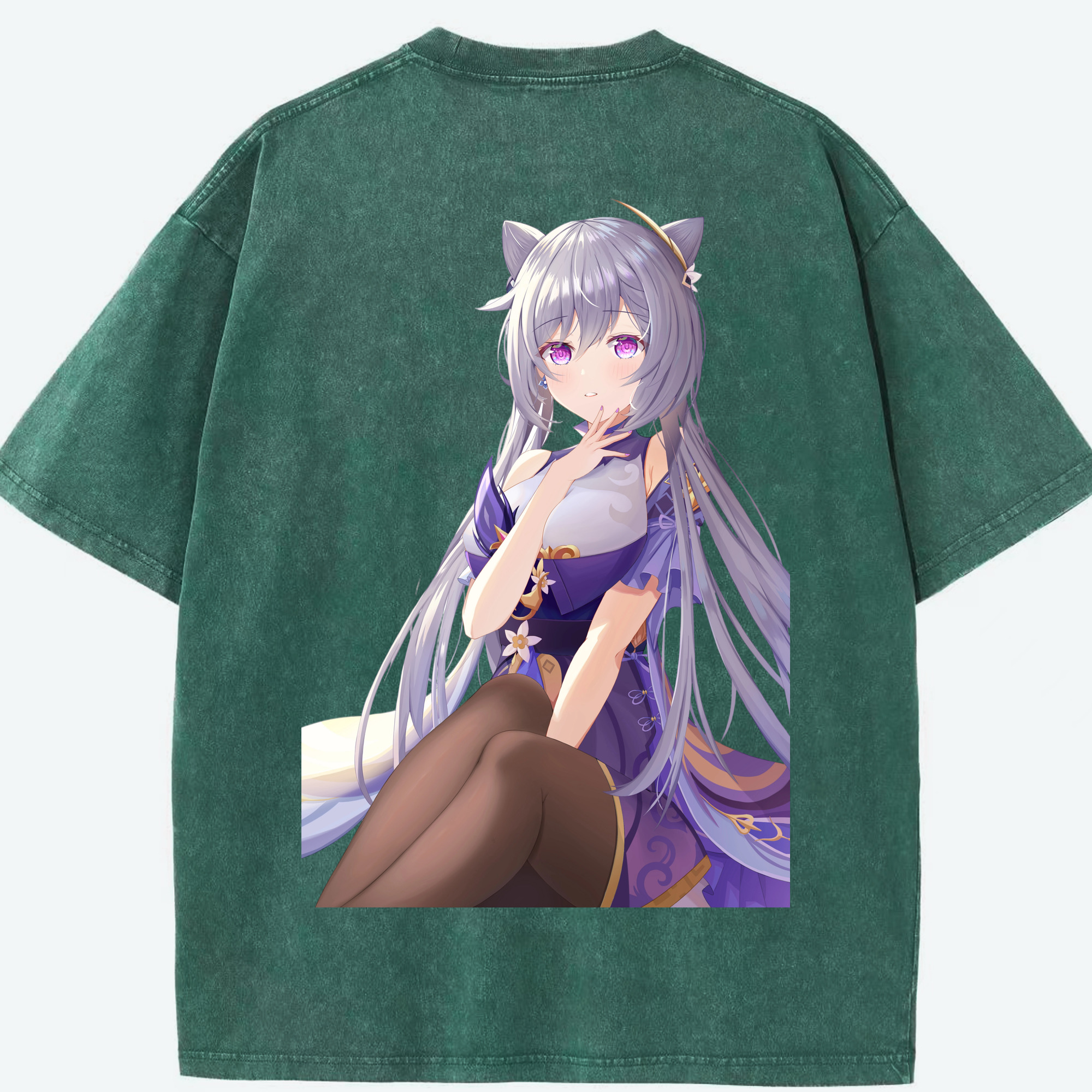 げんし神 刻晴 こくせい genshin Kokusei 綿100% ヴィンテージ風 半袖Tシャツ（背面プリント）